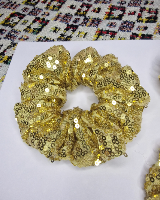 Upcycled Hair Scrunchie: Gold Sequin