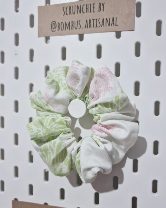 Upcycled Hair Scrunchie: Pink Orchard Floral