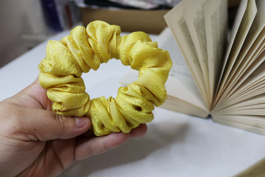 Upcycled Hair Scrunchie: Yellow Satin