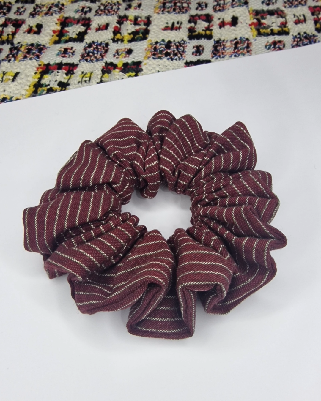 Upcycled Hair Scrunchie: Burgundy