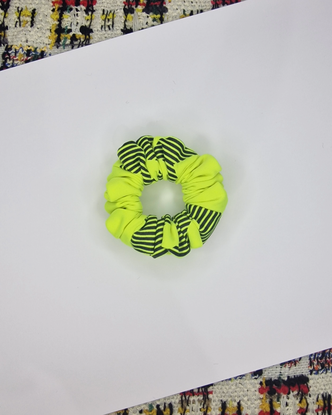 Upcycled Hair Scrunchie: Neon Yellow