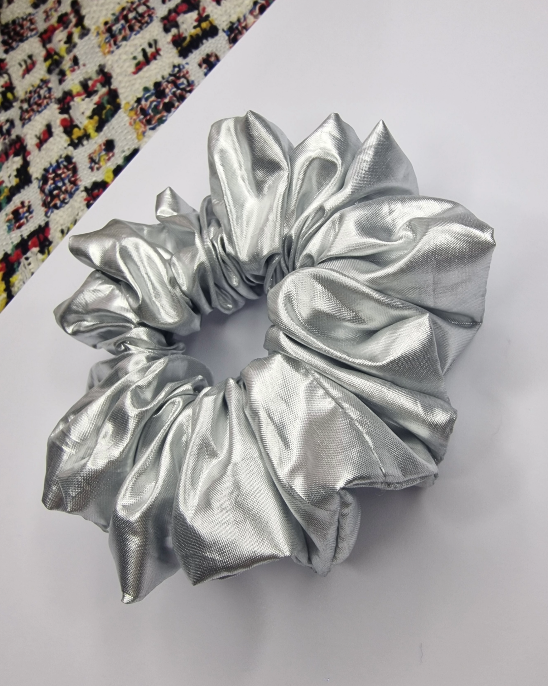 Upcycled Hair Scrunchie: Silver