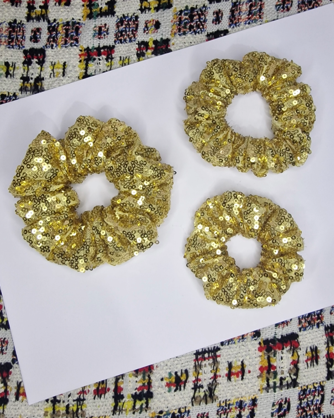 Upcycled Hair Scrunchie: Gold Sequin