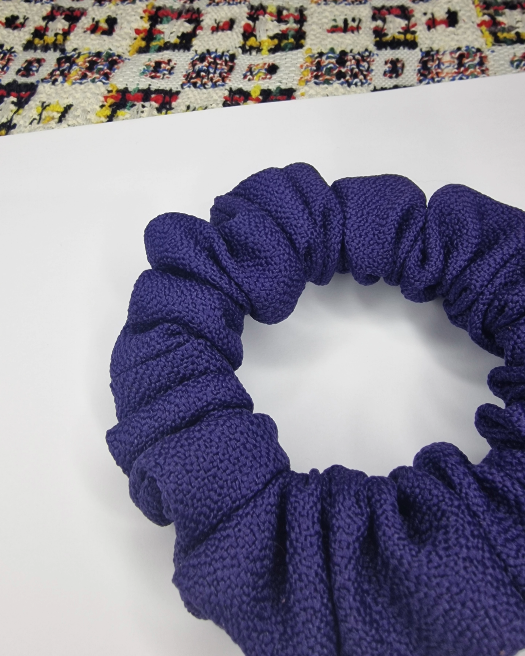Upcycled Hair Scrunchie: Navy