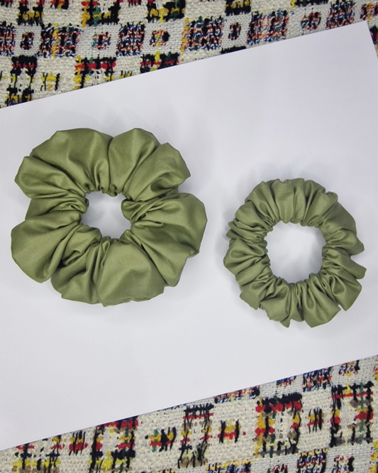 Upcycled Hair Scrunchie: Forest Green