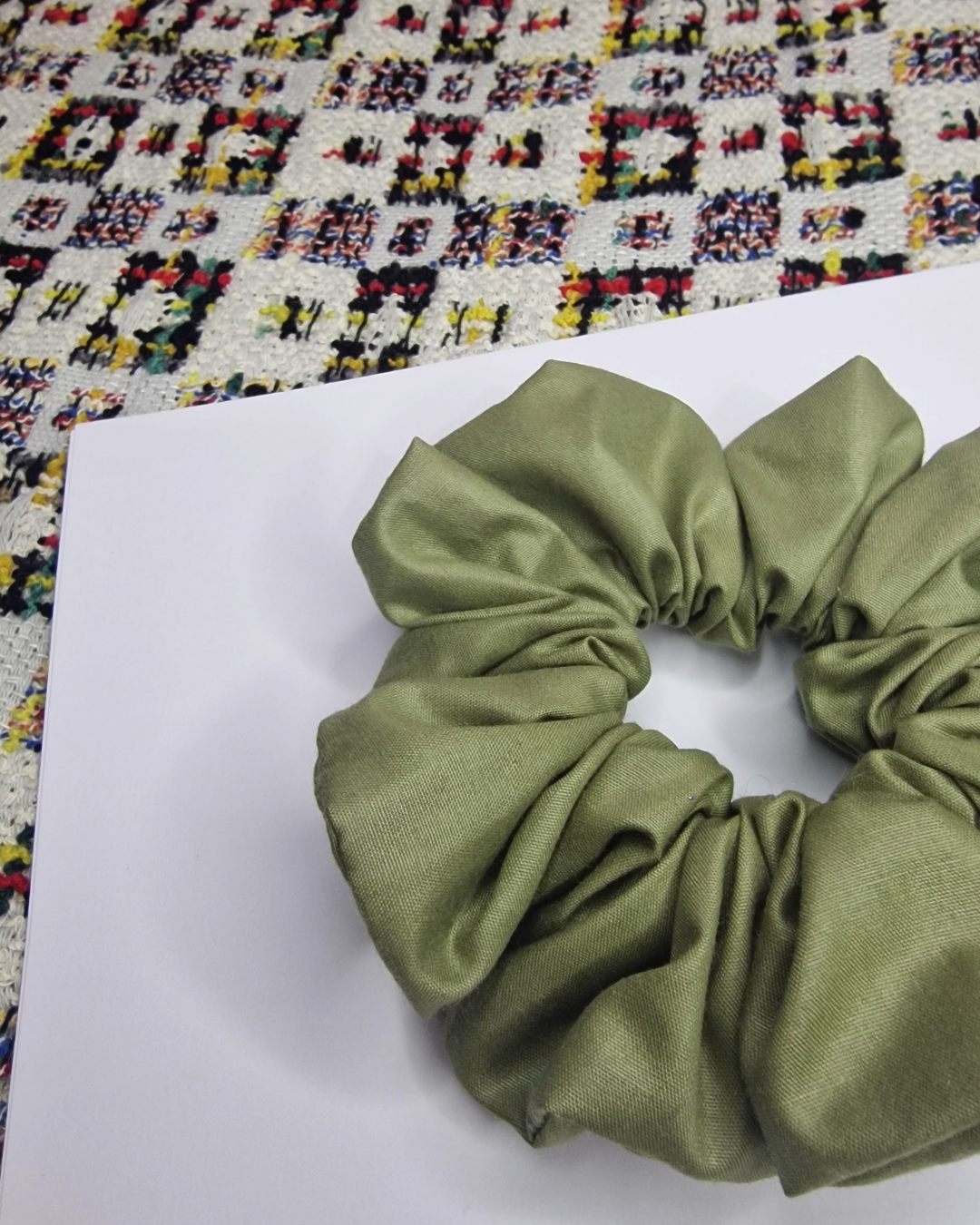 Upcycled Hair Scrunchie: Forest Green