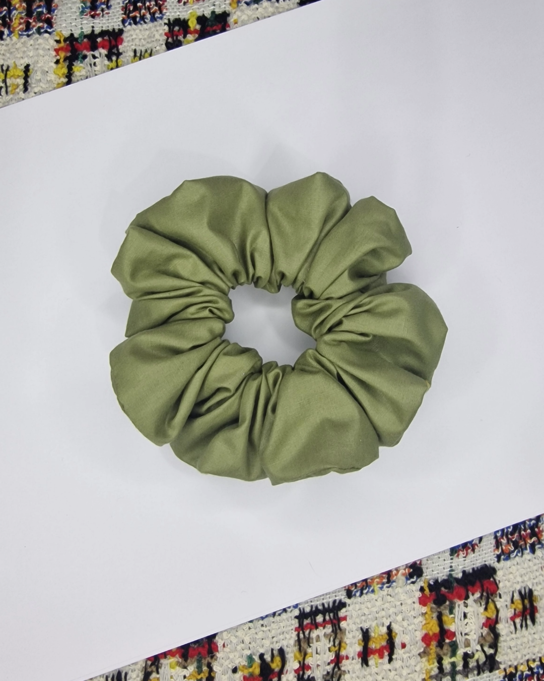 Upcycled Hair Scrunchie: Forest Green