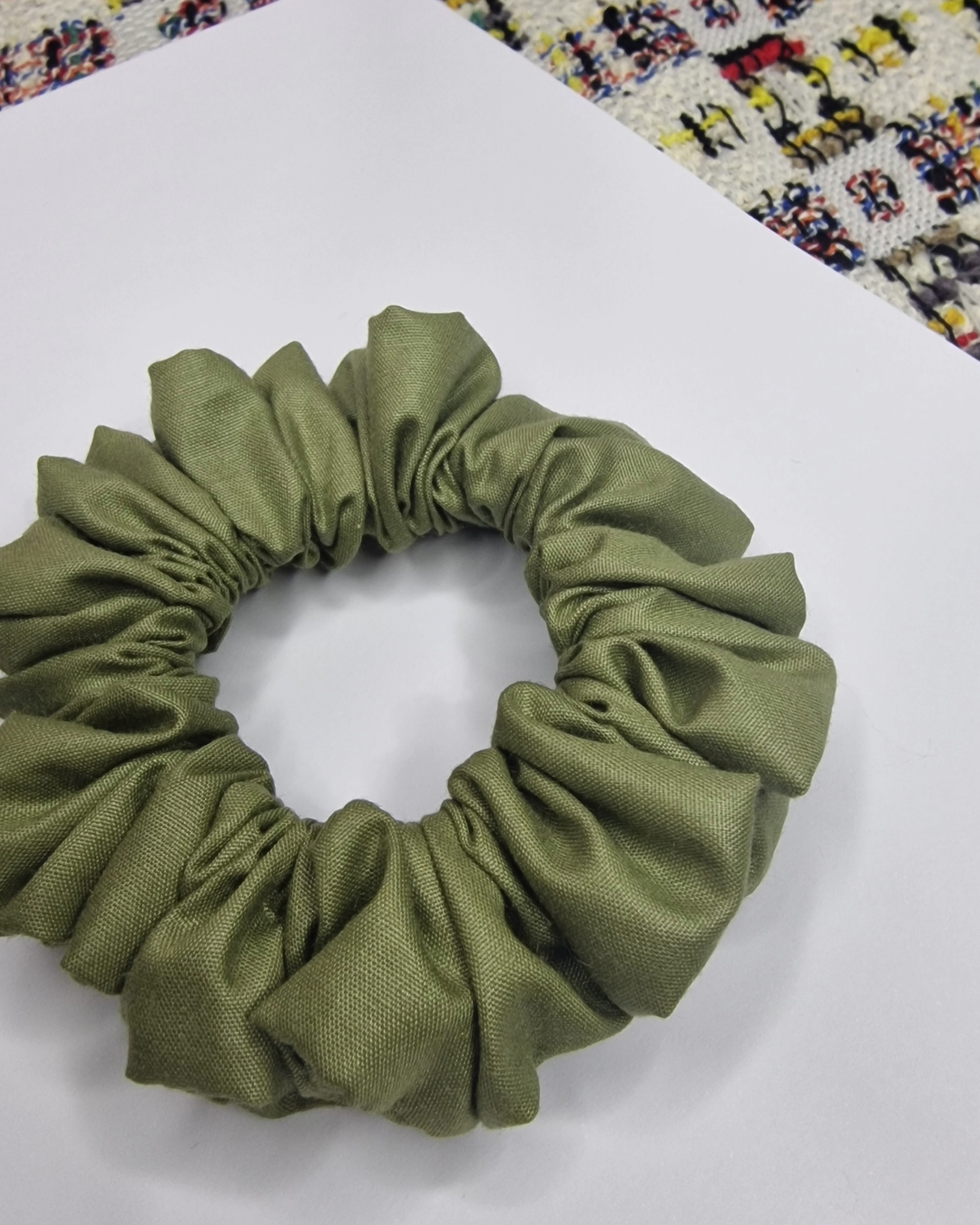 Upcycled Hair Scrunchie: Forest Green