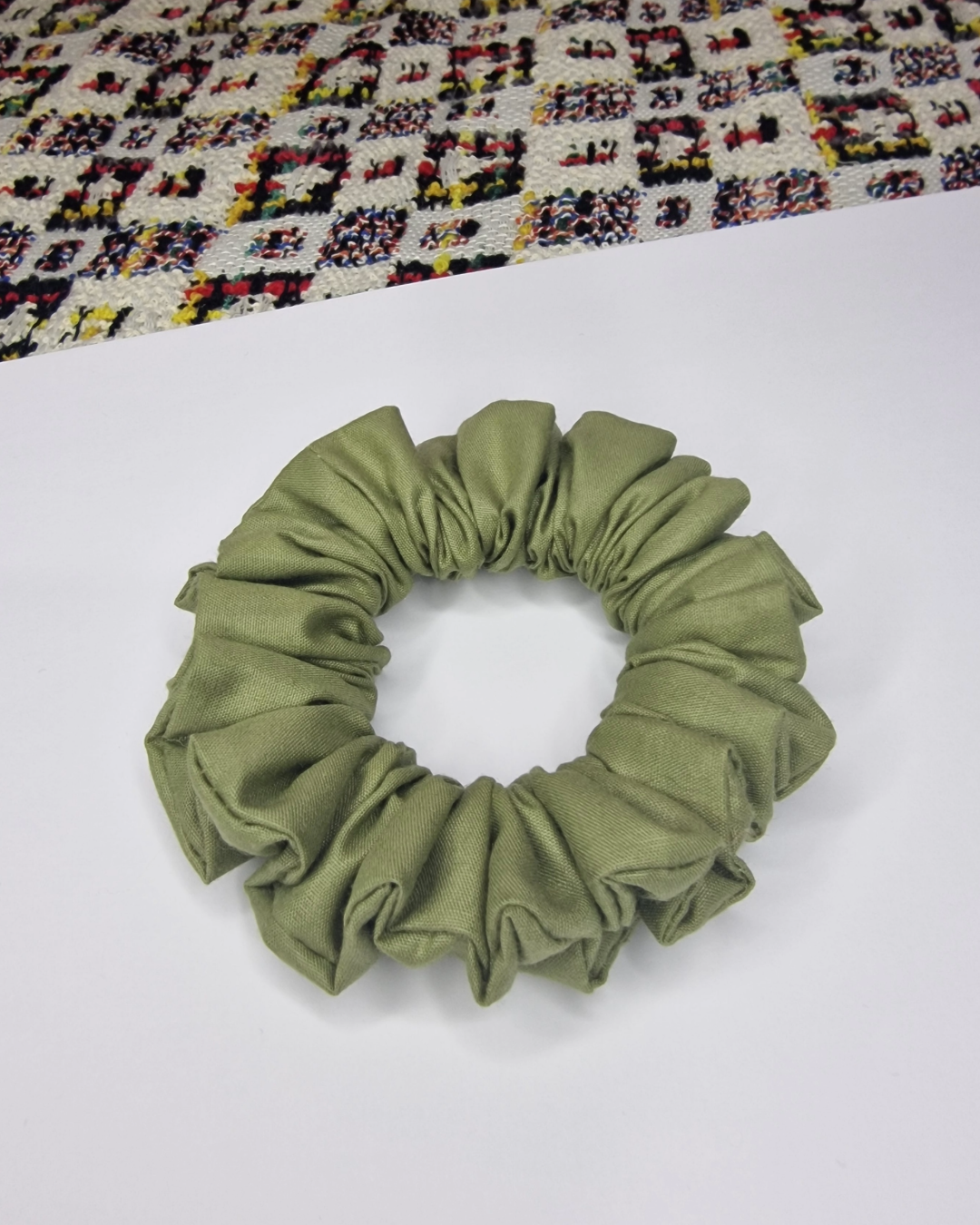Upcycled Hair Scrunchie: Forest Green
