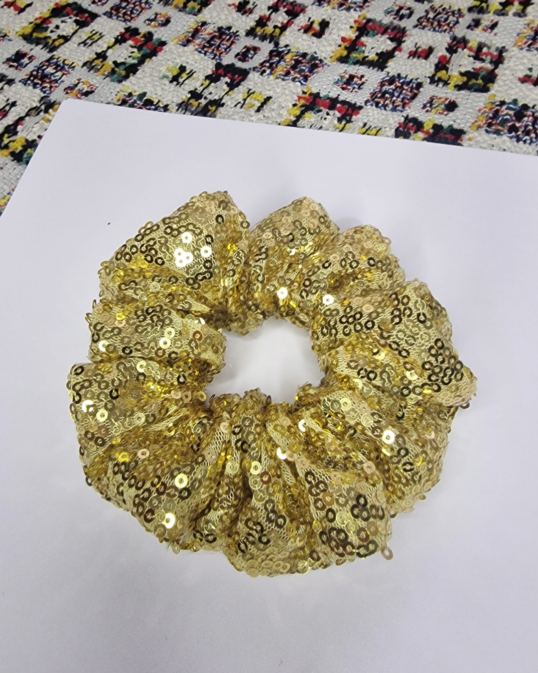 Upcycled Hair Scrunchie: Gold Sequin