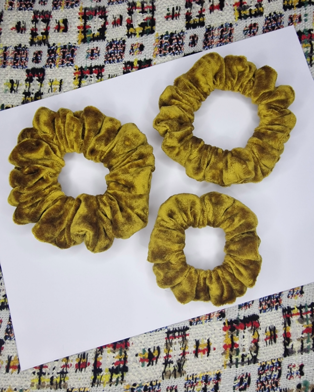 Upcycled Hair Scrunchie: Mustard Crushed Velvet
