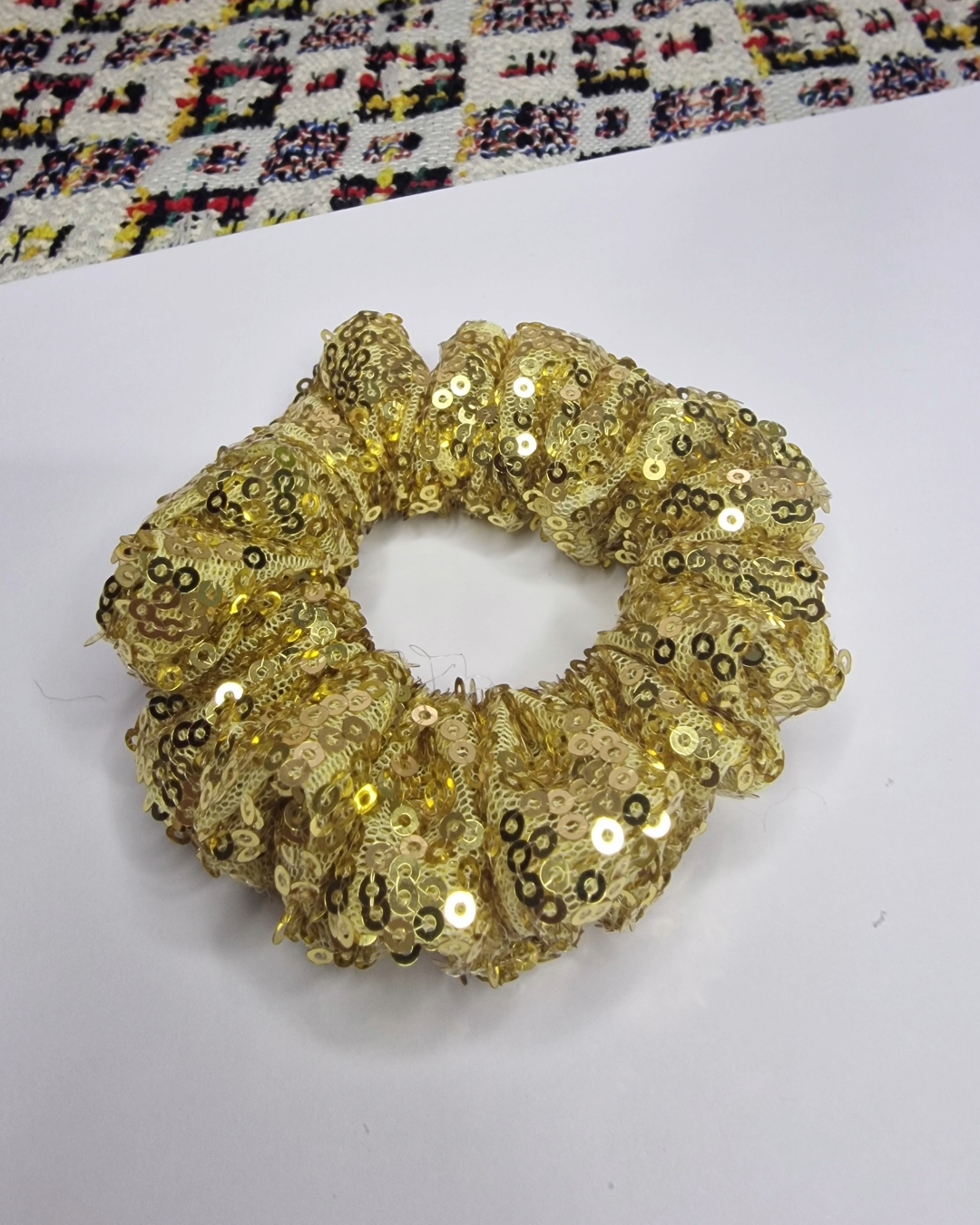Upcycled Hair Scrunchie: Gold Sequin