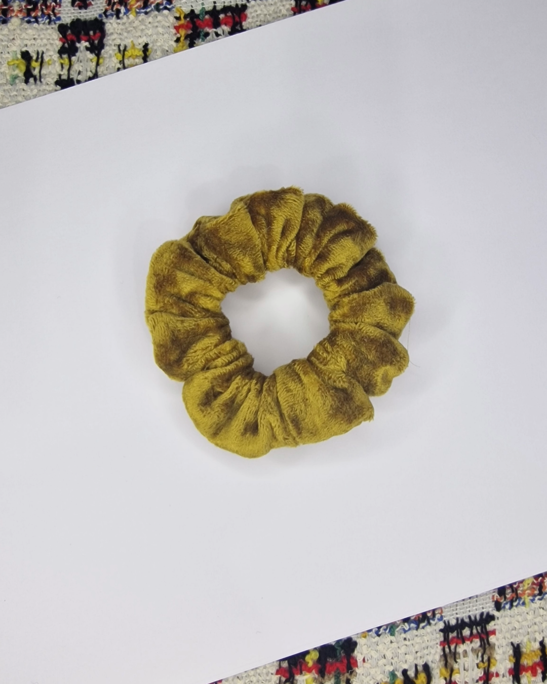 Upcycled Hair Scrunchie: Mustard Crushed Velvet