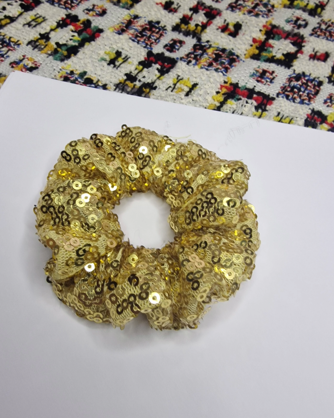 Upcycled Hair Scrunchie: Gold Sequin