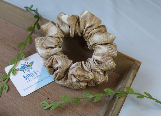 Upcycled Scrunchie: Gold Spotted