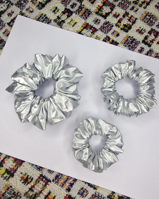 Upcycled Hair Scrunchie: Silver