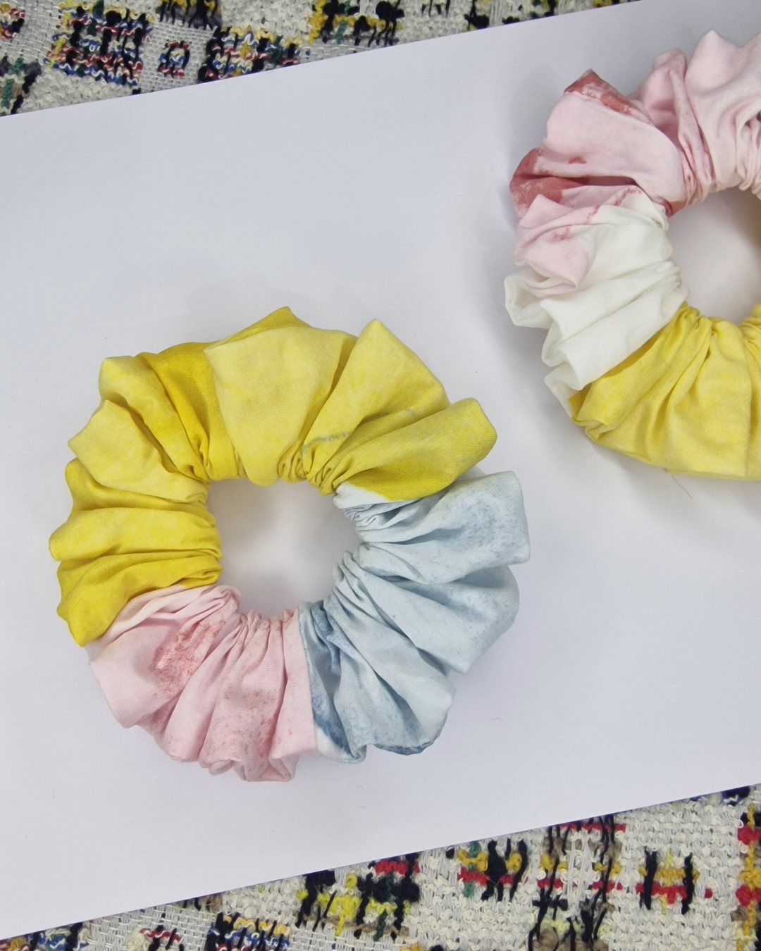 Upcycled Hair Scrunchie: Watercolour Print
