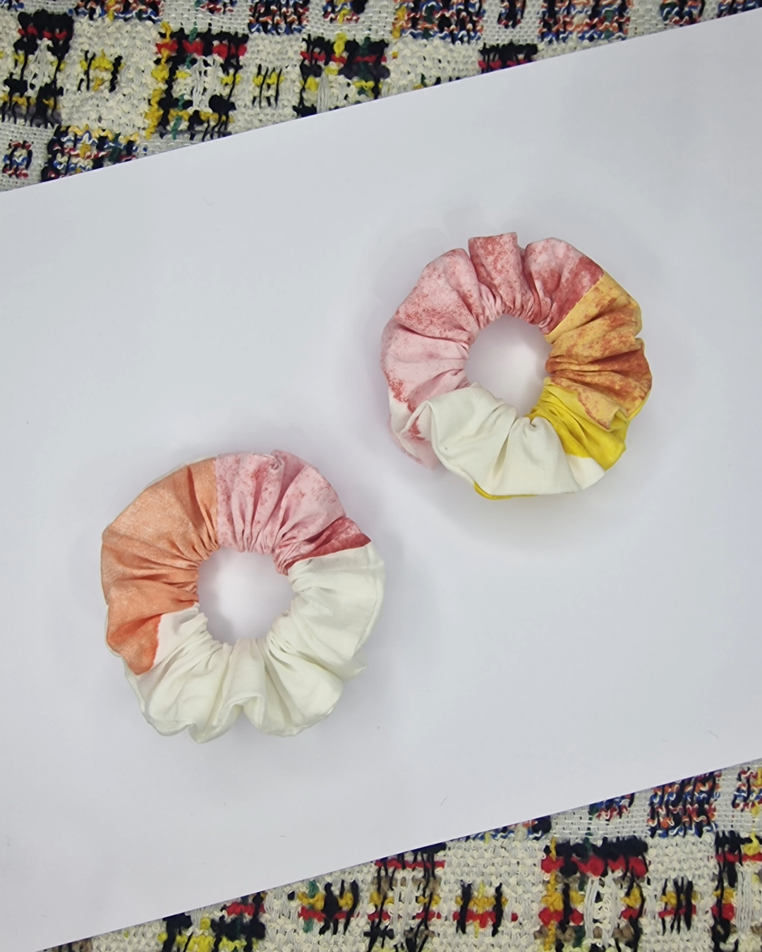 Upcycled Hair Scrunchie: Watercolour Print
