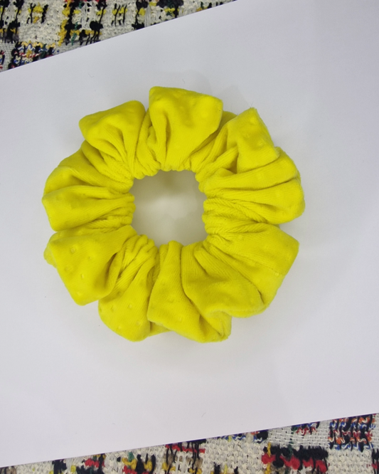 Upcycled Hair Scrunchie: Yellow Polka Dot