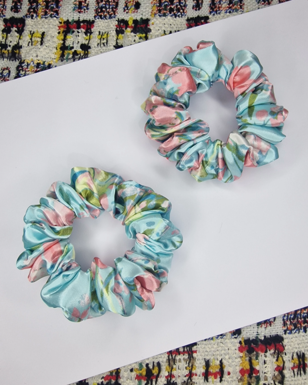 Upcycled Hair Scrunchie: Cherry Blossom