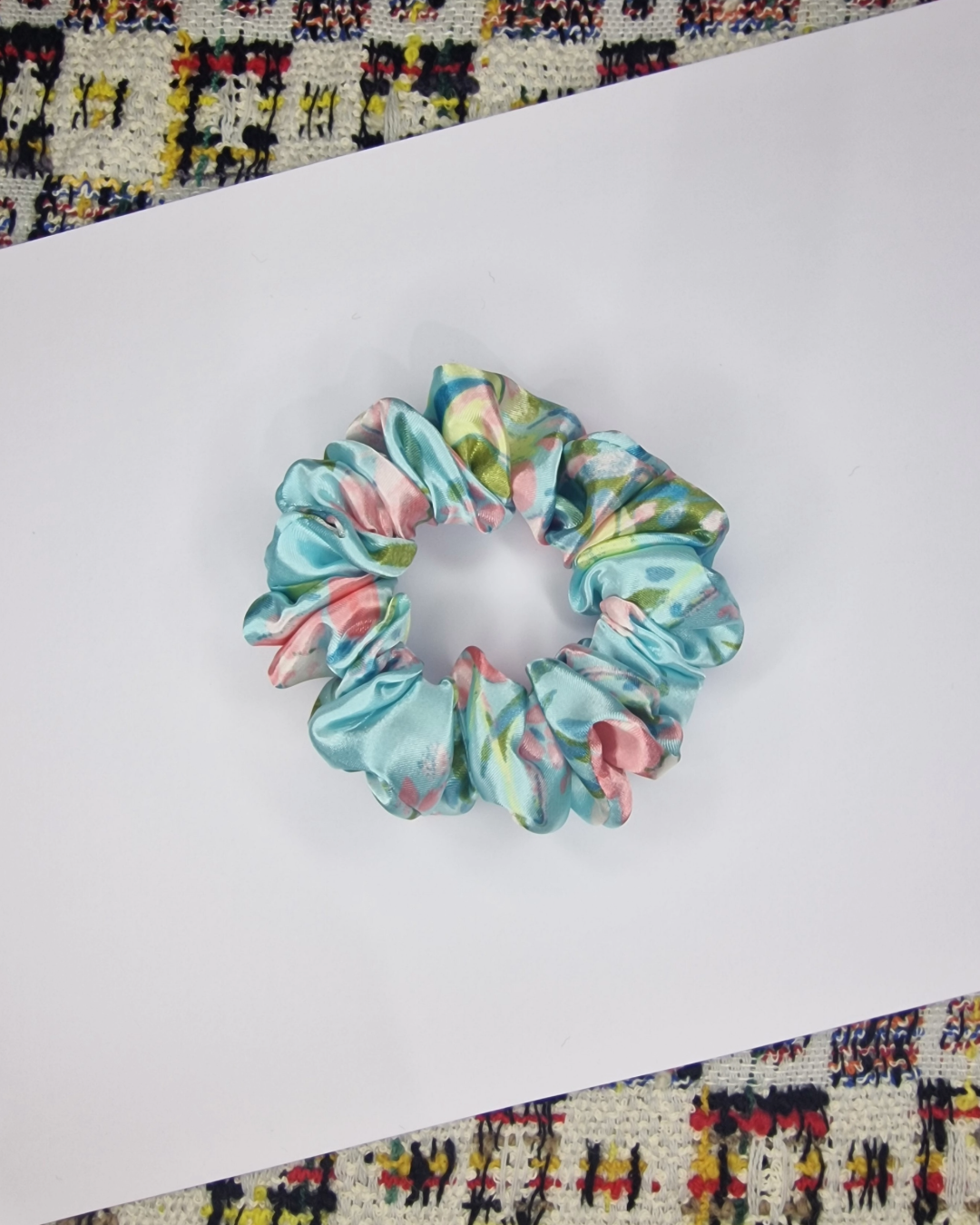 Upcycled Hair Scrunchie: Cherry Blossom