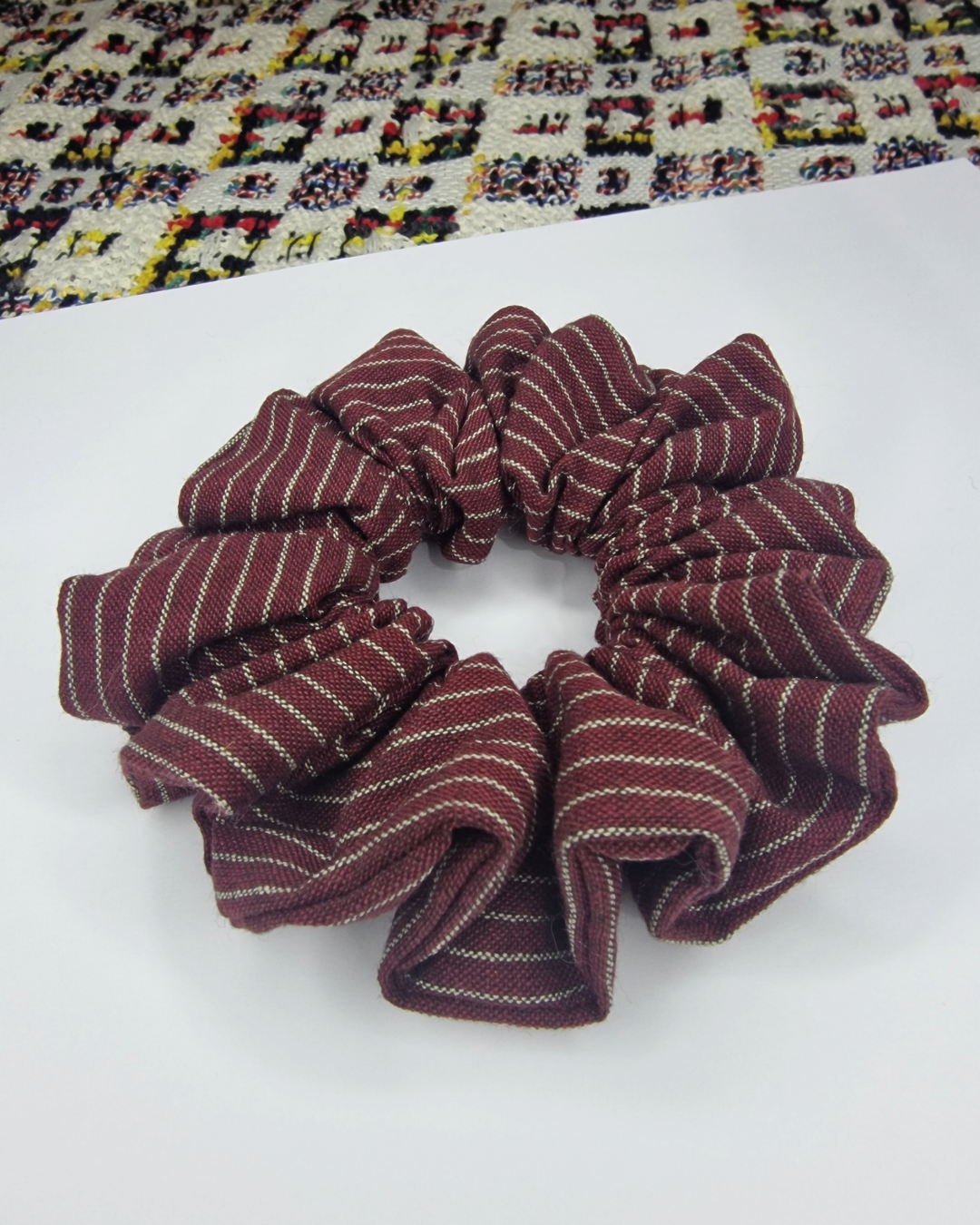 Upcycled Hair Scrunchie: Burgundy