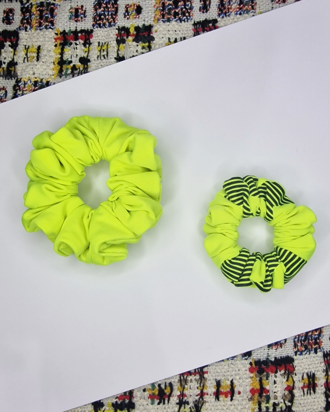 Upcycled Hair Scrunchie: Neon Yellow