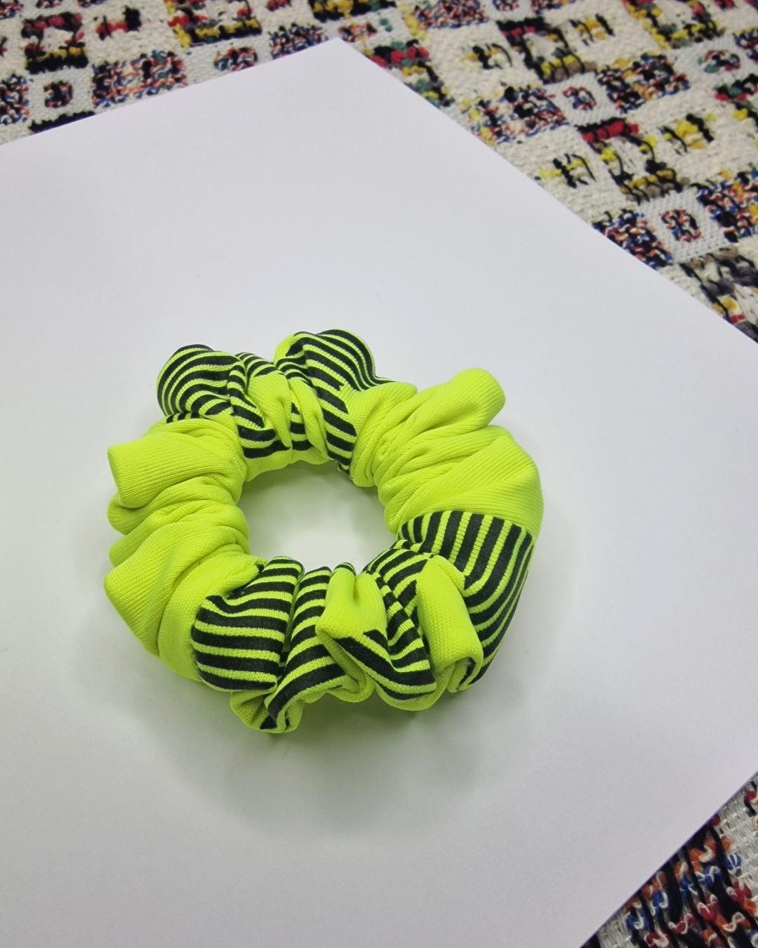 Upcycled Hair Scrunchie: Neon Yellow