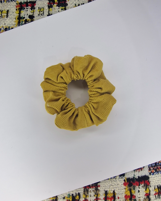 Upcycled Hair Scrunchie: Yellow Corduroy