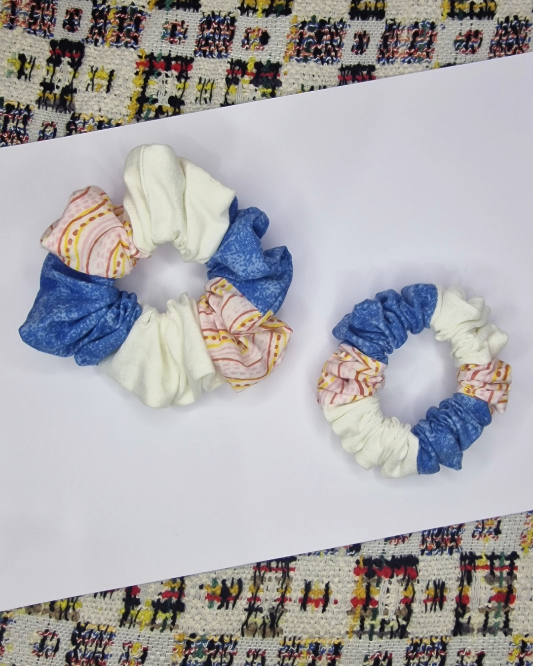 Upcycled Hair Scrunchie: Scrappy Trans Pride