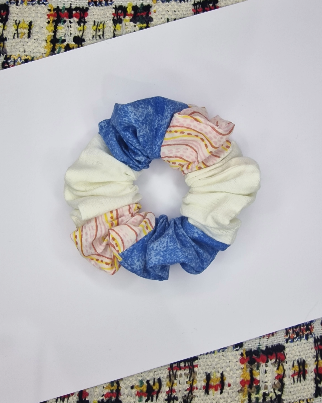 Upcycled Hair Scrunchie: Scrappy Trans Pride