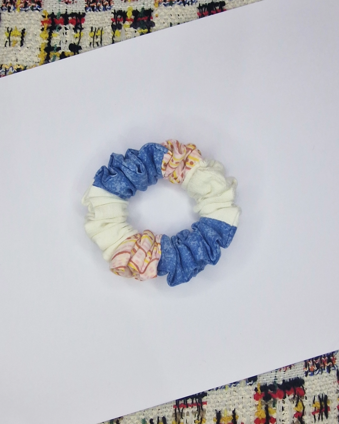 Upcycled Hair Scrunchie: Scrappy Trans Pride