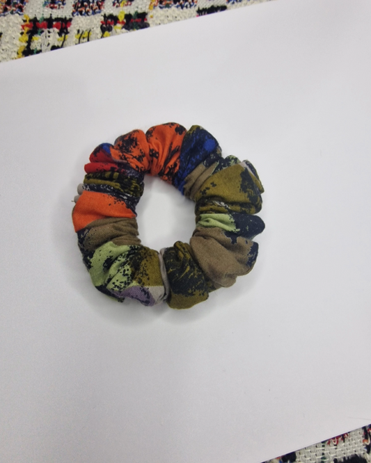 Upcycled Hair Scrunchie: Multi-colour Pattern